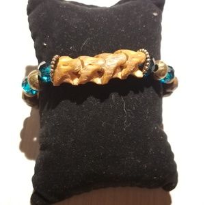 Snake bone and brass bracelet